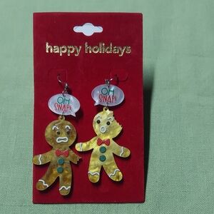 Gold Gingerbread Holiday Earrings